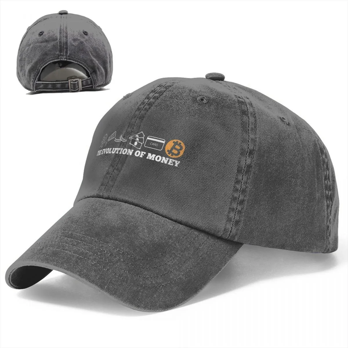 2022 The Evolution Of Money Bitcoin Btc Crypto Washed Cotton Baseball Caps Hats For Blockchain Cap Hats Casquette Gorras