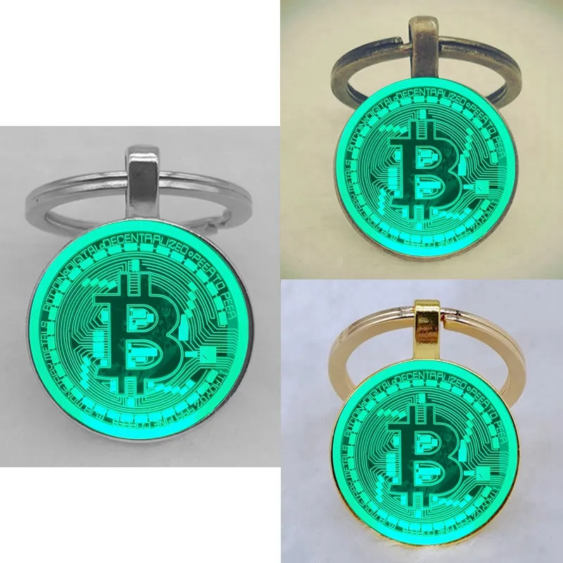 2023 Fashion Bitcoin Design Glass Cabochon Metal Pendant Classic Men's Women's Keychain Keyring Jewelry Keychain Gift Memorial