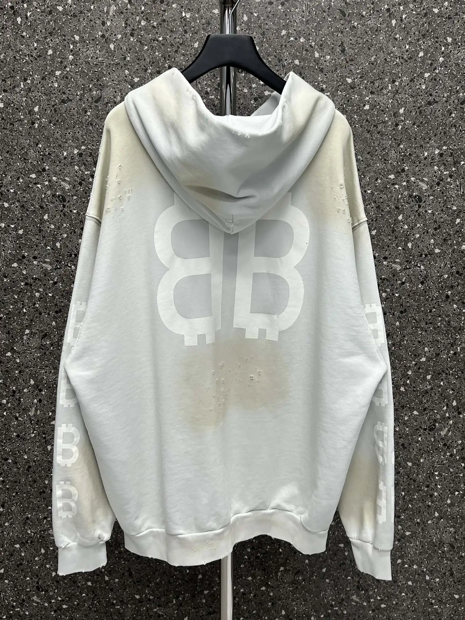 2023 New Men's Front and Back Bitcoin Tie-Dye Hair Loop Cap Hoodie Women's Fashion Streetwear