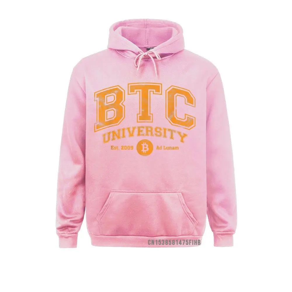 BTC University To The Moon Funny Distressed Bitcoin College Hoodie Sweatshirts Mother Day Hoodies Graphic Comics Custom Mens