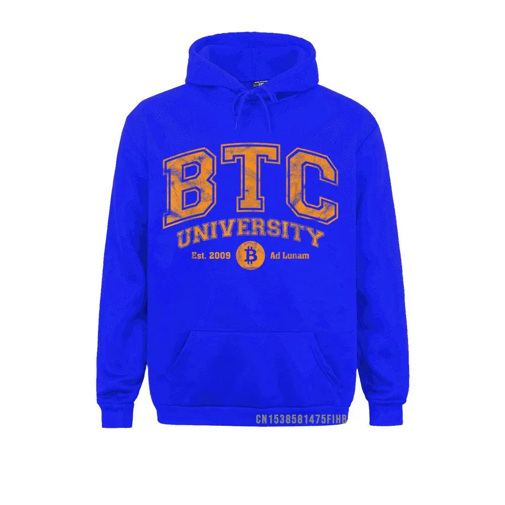 BTC University To The Moon Funny Distressed Bitcoin College Hoodie Sweatshirts Mother Day Hoodies Graphic Comics Custom Mens