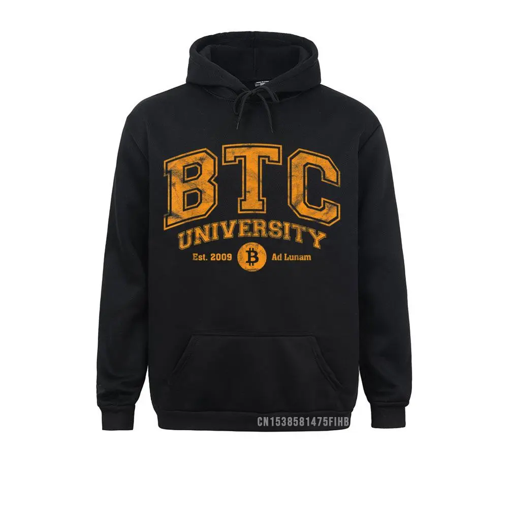 BTC University To The Moon Funny Distressed Bitcoin College Hoodie Sweatshirts Mother Day Hoodies Graphic Comics Custom Mens