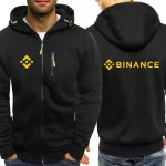 Binance Crypto 2023 Men’s New Hight Quality Long Sleeves Sweatshirts Slim Fit Jacket Coat Hoodie Pullover Zip Casual Hooded Top