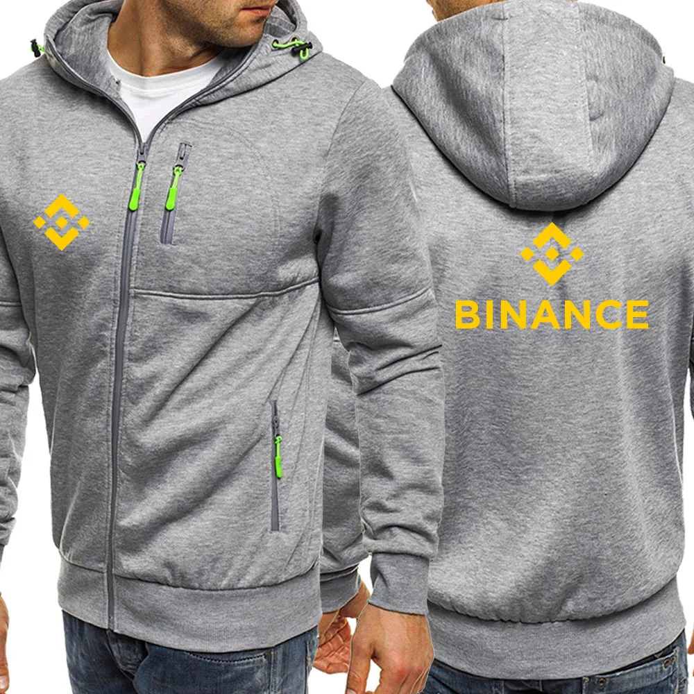 Binance Crypto 2023 Men's New Hight Quality Long Sleeves Sweatshirts Slim Fit Jacket Coat Hoodie Pullover Zip Casual Hooded Top