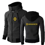 Binance Crypto 2023 Men’s New Long Sleeves Hooded Sweatshirt Cotton Printed Jackets Coats Double Zipper Hoodies Windbreaker Tops