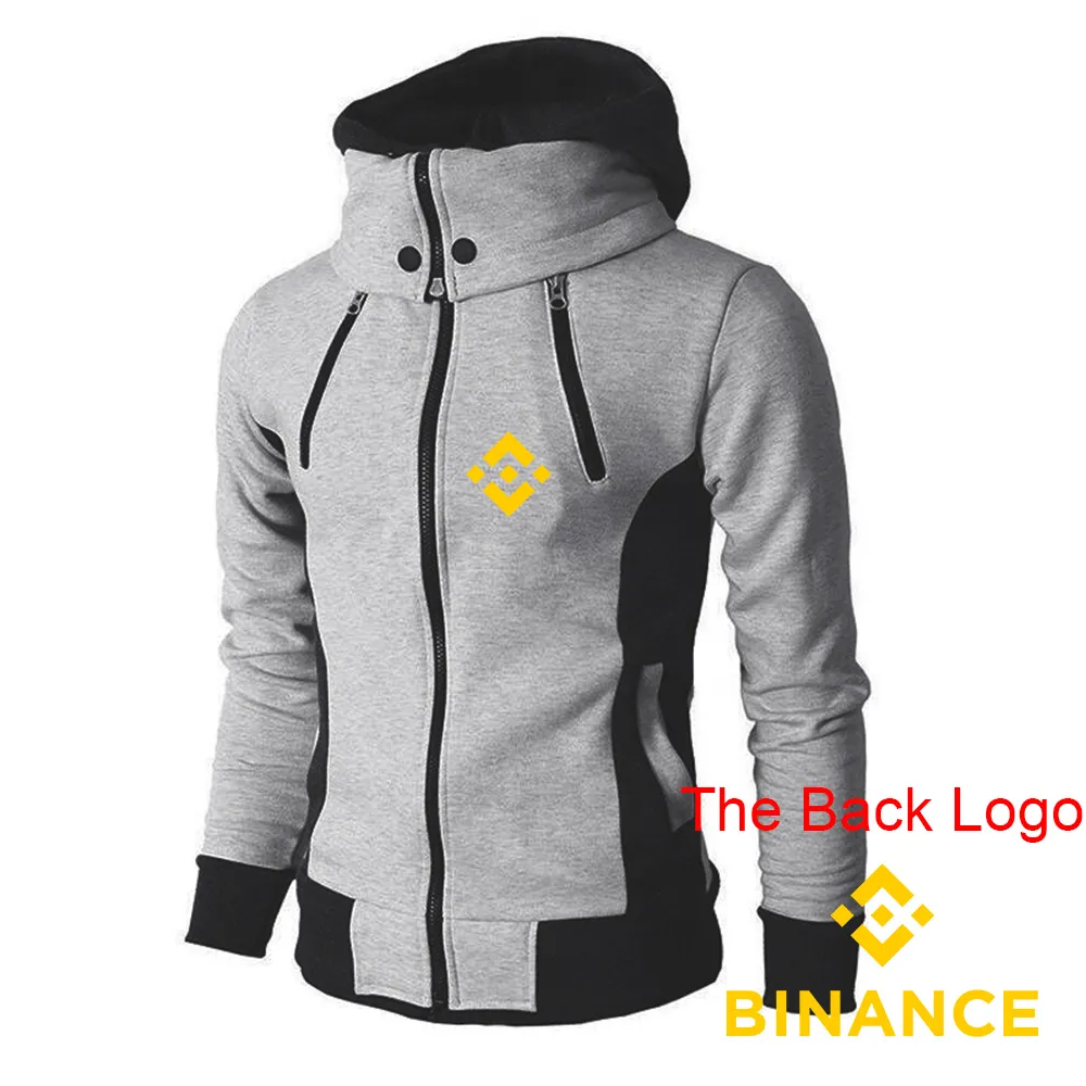 Binance Crypto 2023 Men's New Long Sleeves Hooded Sweatshirt Cotton Printed Jackets Coats Double Zipper Hoodies Windbreaker Tops