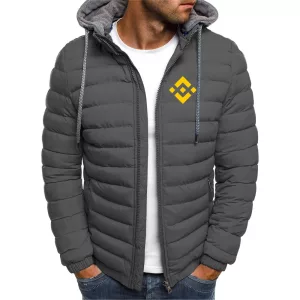 Binance Crypto 2023 Men s New Winter High Quality Warm Windproof Solid Color Cotton Jacket Fashion 1