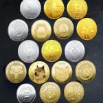 Bitcoin BTC ETH ADA XLM SHIB DOGE XRP SOL DOT LINK LTC UNI Coin Physical Metal Crypto Currency Coin Collection with Plastic Case