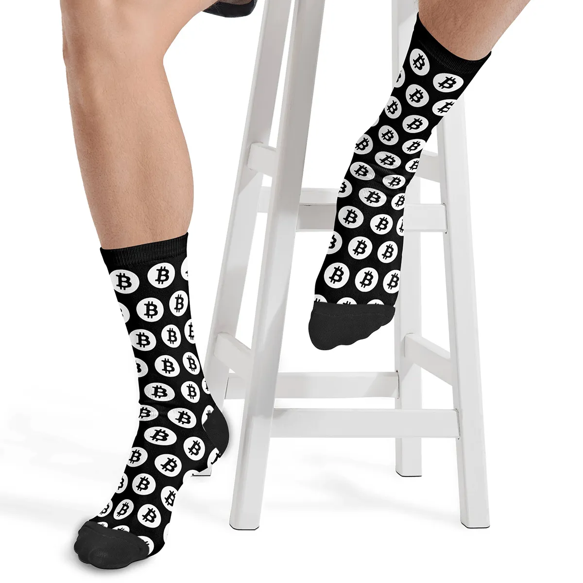 Bitcoin Logo Currency Socks Men's Cotton Black Socks Summer Crypto Cryptocurrency Thin Socks New Hip Hop Middle Tube Socks