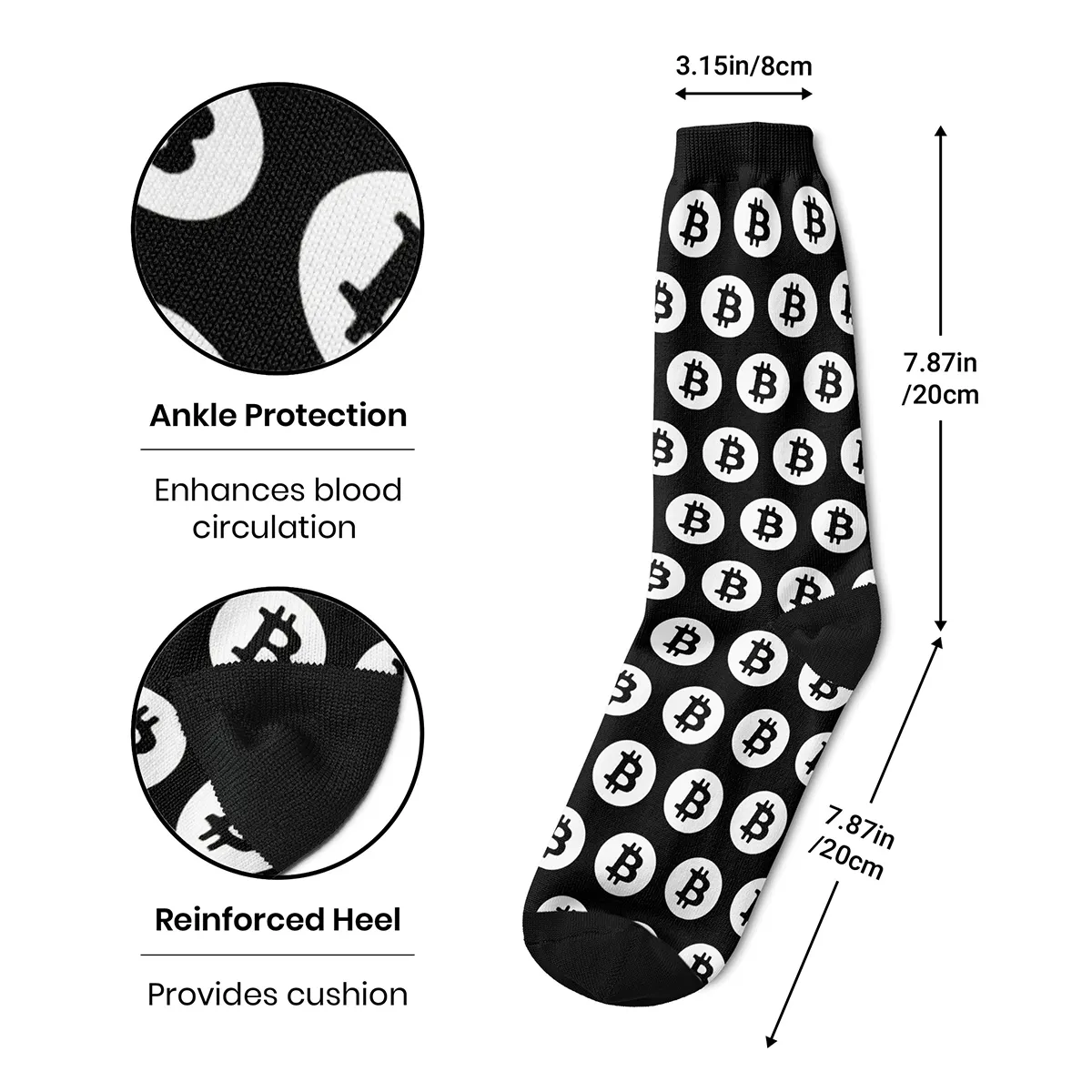 Bitcoin Logo Currency Socks Men's Cotton Black Socks Summer Crypto Cryptocurrency Thin Socks New Hip Hop Middle Tube Socks