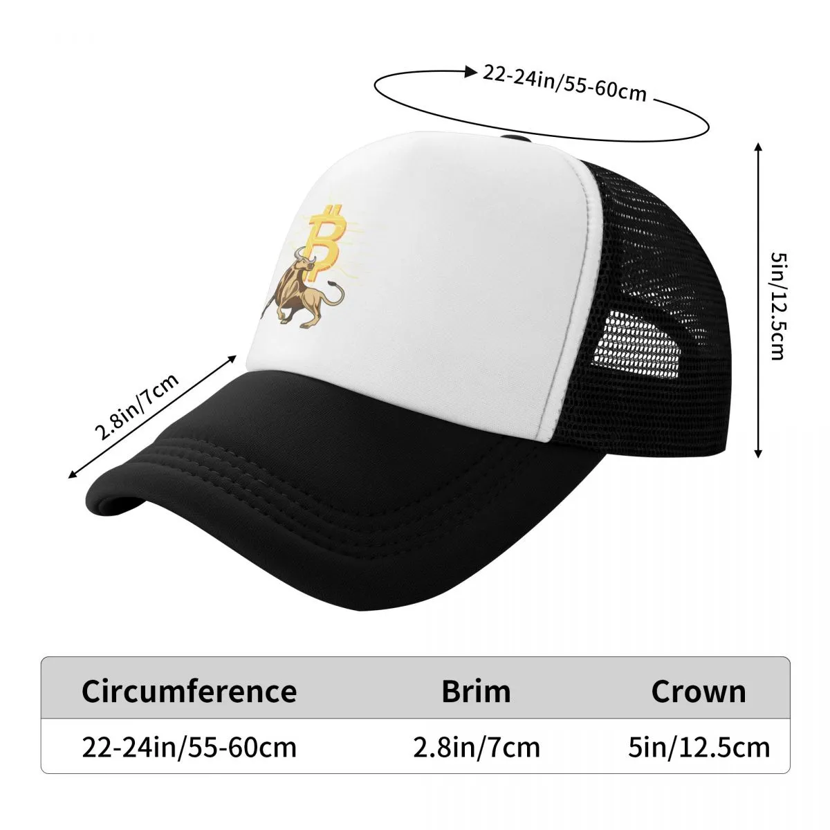 Classic Bitcoin Bull Trucker Hat Men Women Custom Adjustable Unisex BTC Crypto Currency Baseball Cap Spring