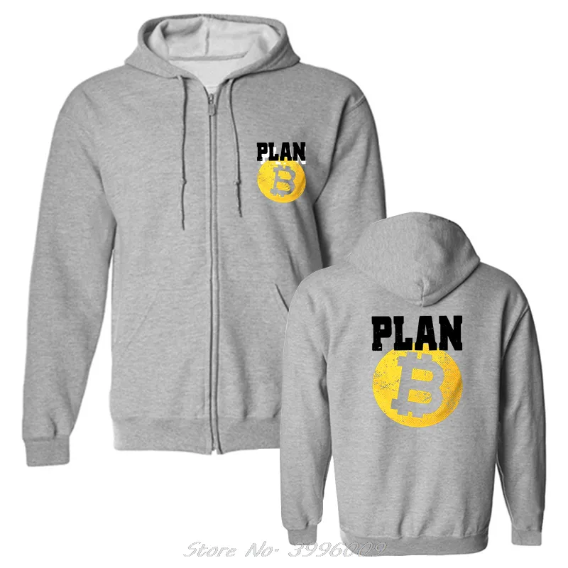 Crypto Cryptocurrency Bitcoin Plan B Hoodie Classic Men Unisex Oversize Sweatshirts Zip Up Pullover Hooded Jacket