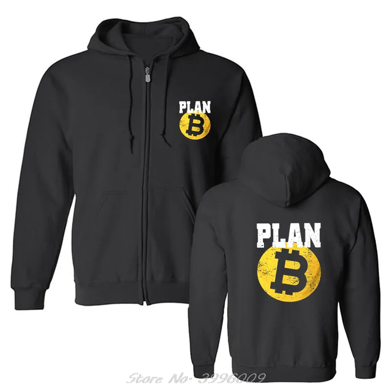 Crypto Cryptocurrency Bitcoin Plan B Hoodie Classic Men Unisex Oversize Sweatshirts Zip Up Pullover Hooded Jacket