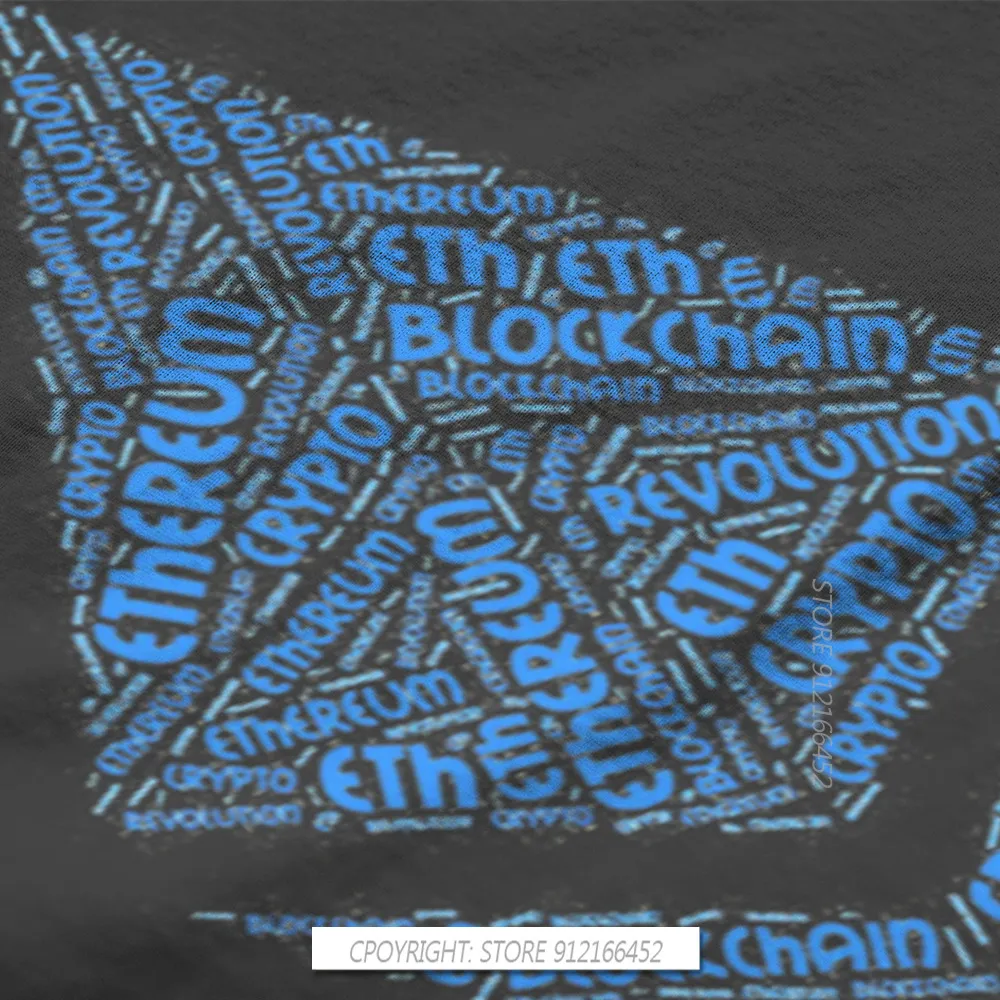 Crypto Cryptocurrency Ethereum BlockChain Revolution T Shirt Graphic Summer Pure Cotton Men's Clothing Harajuku O-Neck TShirt