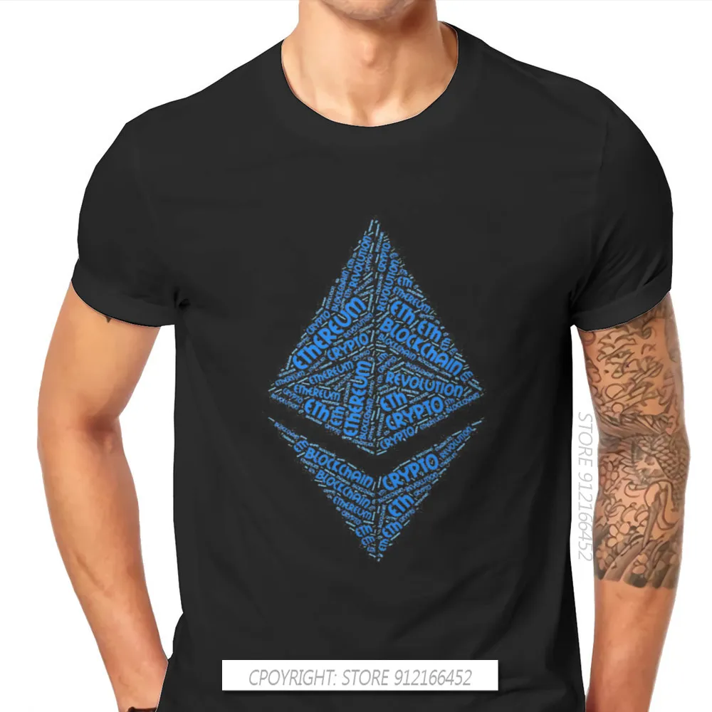 Crypto Cryptocurrency Ethereum BlockChain Revolution T Shirt Graphic Summer Pure Cotton Men's Clothing Harajuku O-Neck TShirt