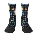 Crypto Logos 3D On Black Bitcoin Socks Male Mens Women Summer Stockings Harajuku