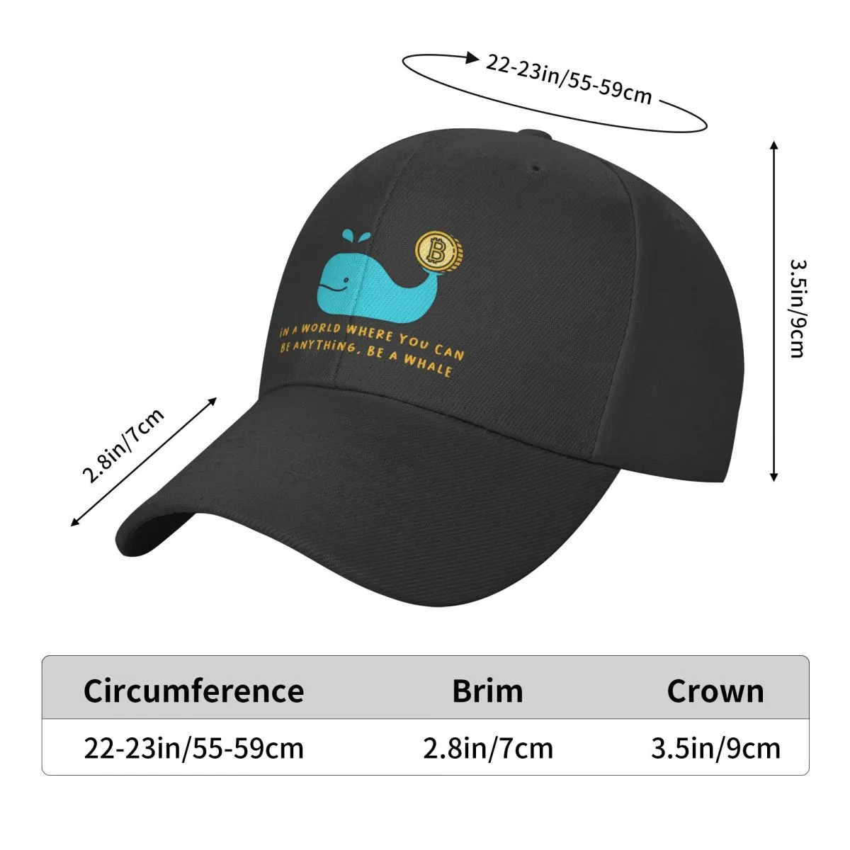 Custom Crypto Bitcoin Gold Whale Baseball Cap Sports Men Women's Adjustable BTC Cryptocurrency Coins Dad Hat Spring