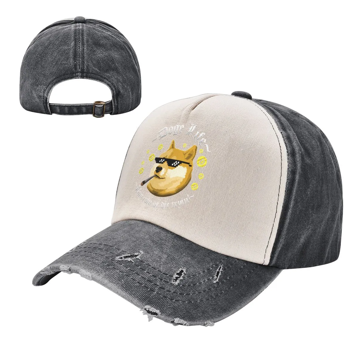 Doge Life Dogecoin Baseball Cap Bitcoin Crypto Cryptocurrency Ethereum Btc Blockchain Distressed Cotton Caps Hat Fit Headwear