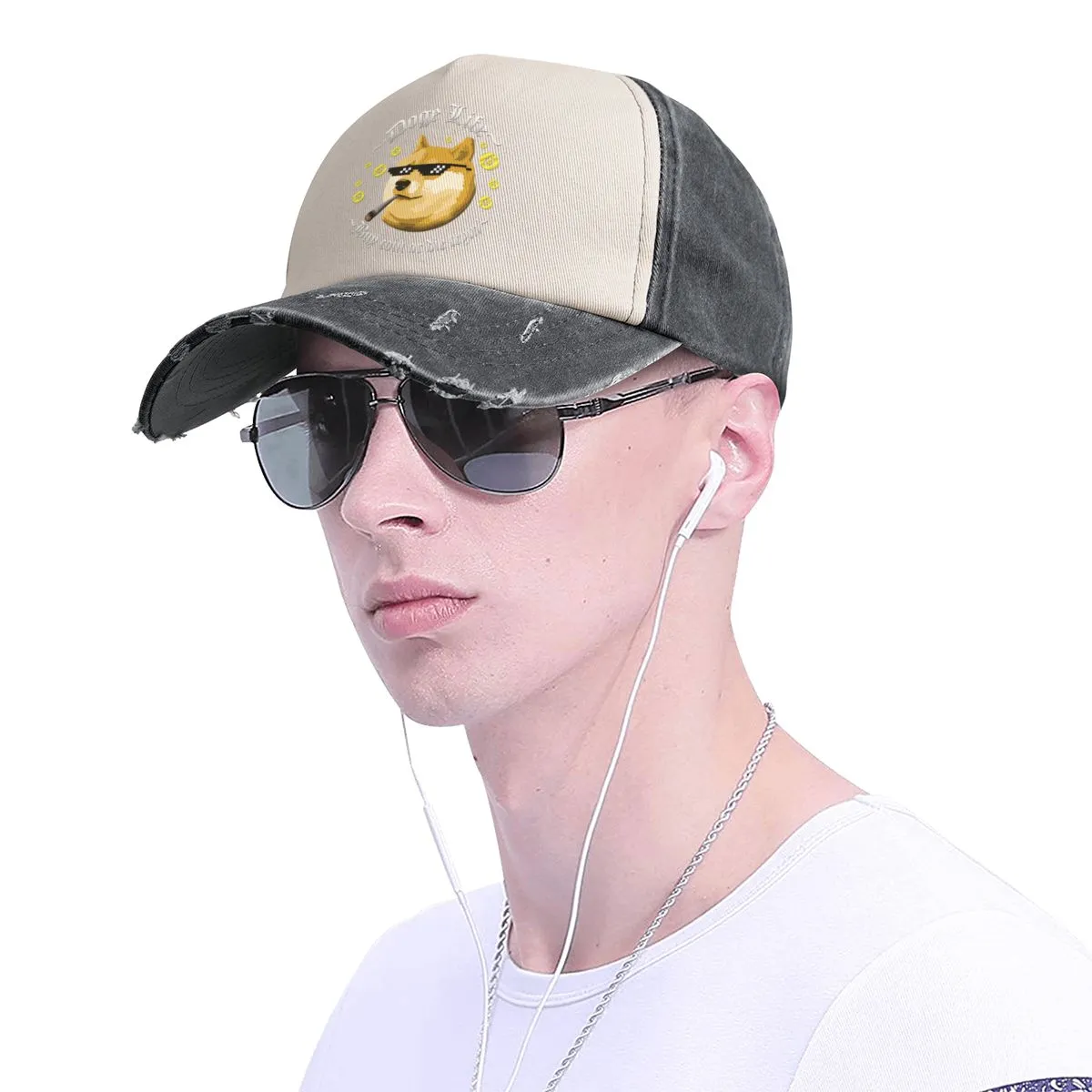 Doge Life Dogecoin Baseball Cap Bitcoin Crypto Cryptocurrency Ethereum Btc Blockchain Distressed Cotton Caps Hat Fit Headwear