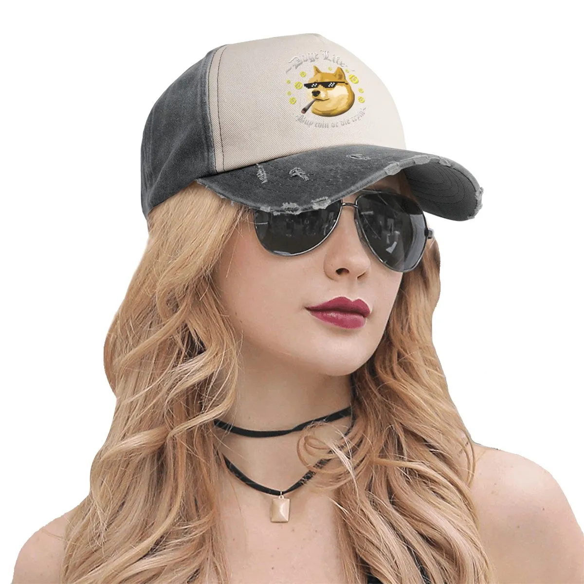 Doge Life Dogecoin Baseball Cap Bitcoin Crypto Cryptocurrency Ethereum Btc Blockchain Distressed Cotton Caps Hat Fit Headwear