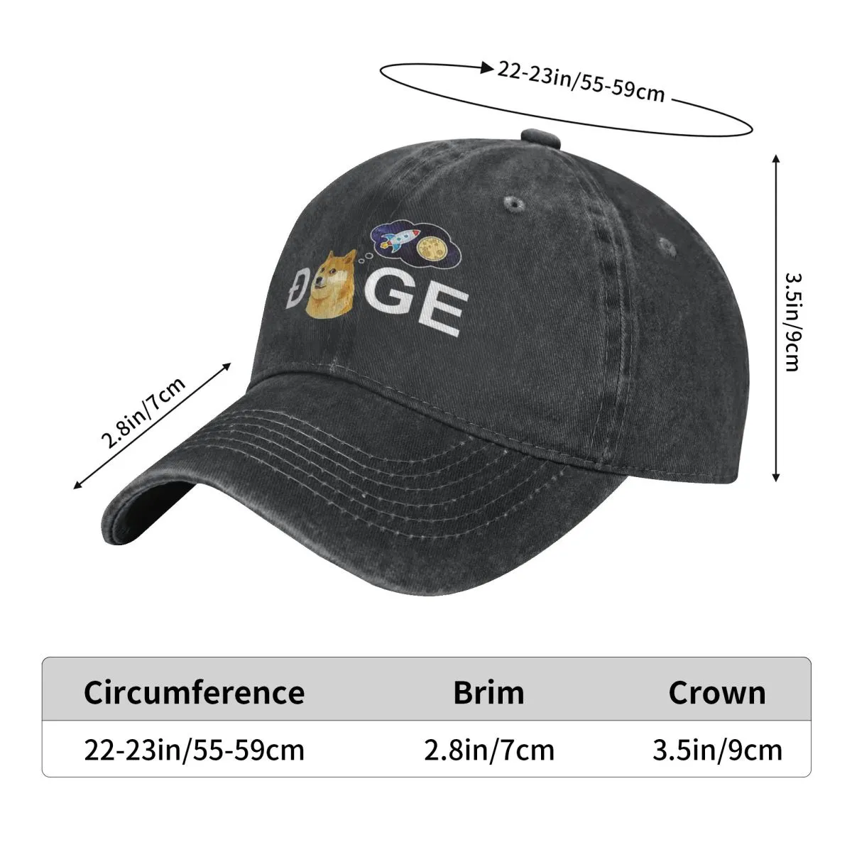 Dogecoin Doge HODL To The Moon Crypto Meme Baseball Caps Peaked Cap Cryptocurrency Art Sun Shade Hats for Men