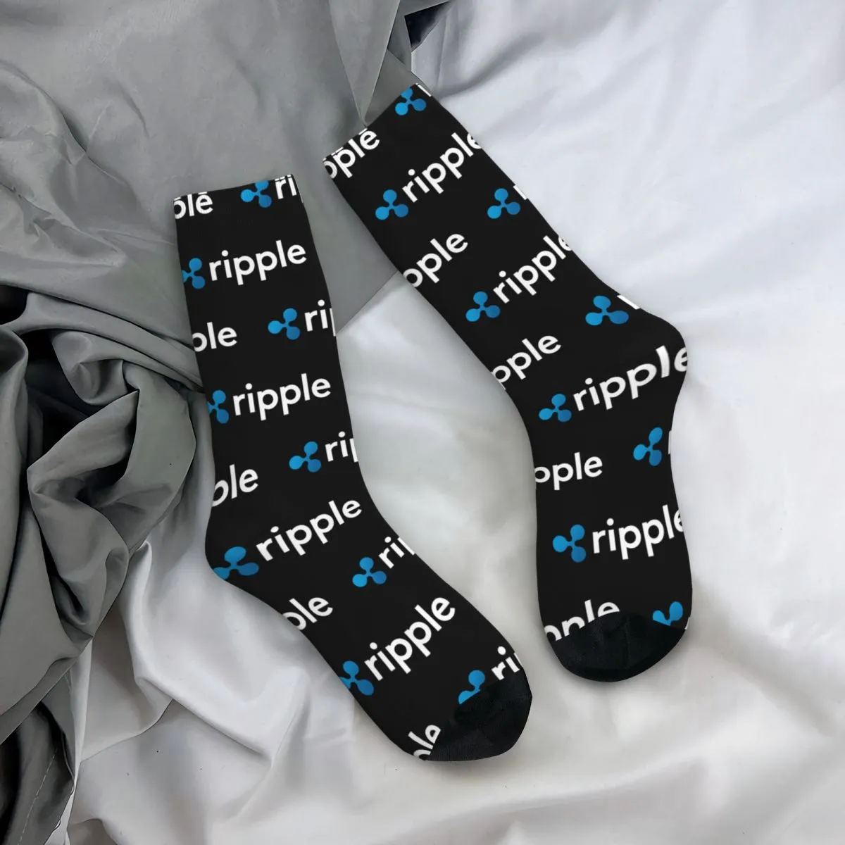 Fashion Men's Socks Novelty Ripple XRP Crypto Cryptocurrency Sock Block Chain Money High Quality Women Socks Autumn Winter