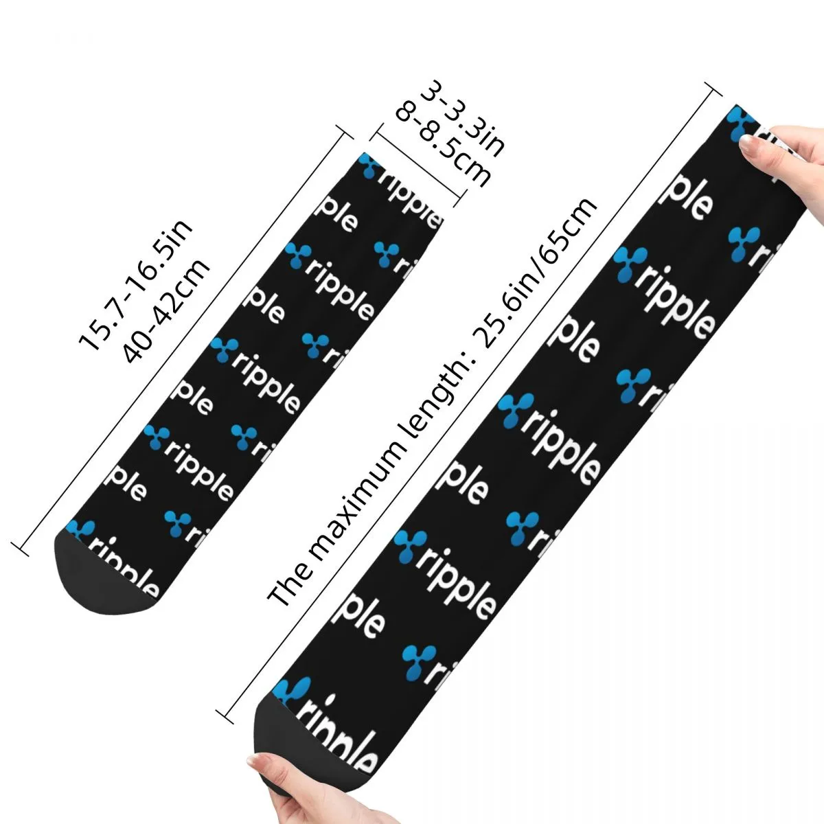 Fashion Men's Socks Novelty Ripple XRP Crypto Cryptocurrency Sock Block Chain Money High Quality Women Socks Autumn Winter
