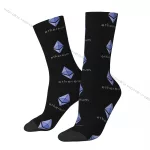 Funny Crazy Sock for Men Ethereum ETH Hip Hop Harajuku Crypto Icon Seamless Pattern Printed Boys Crew Sock Casual Gift