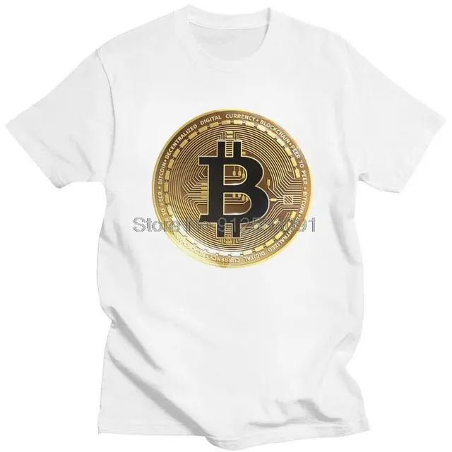 Gold Bitcoin T Shirt Men Short Sleeve Cotton T-shirts Cryptocurrency Crypto Currency Geek Tee Tops Novelty Tshirts Gift Idea