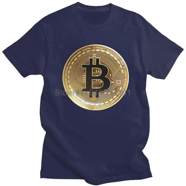 Gold Bitcoin T Shirt Men Short Sleeve Cotton T-shirts Cryptocurrency Crypto Currency Geek Tee Tops Novelty Tshirts Gift Idea
