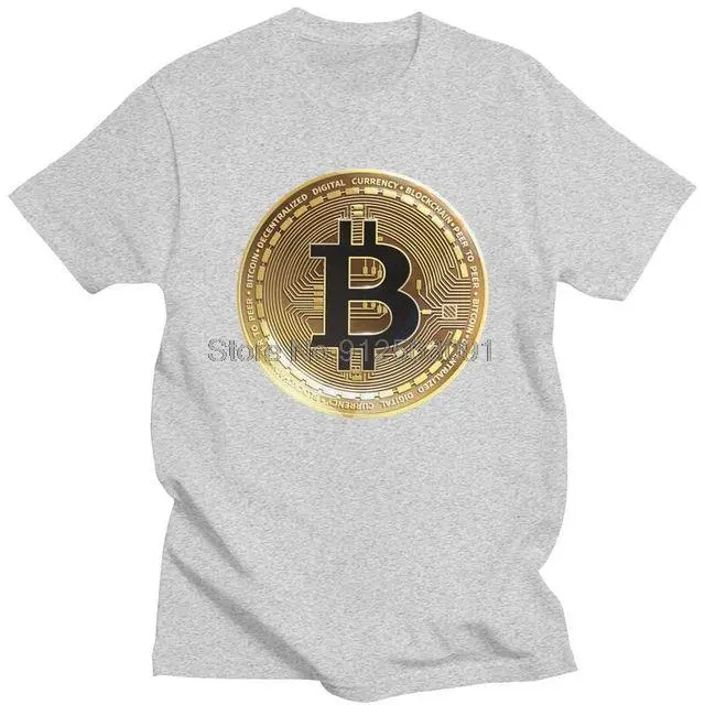 Gold Bitcoin T Shirt Men Short Sleeve Cotton T-shirts Cryptocurrency Crypto Currency Geek Tee Tops Novelty Tshirts Gift Idea