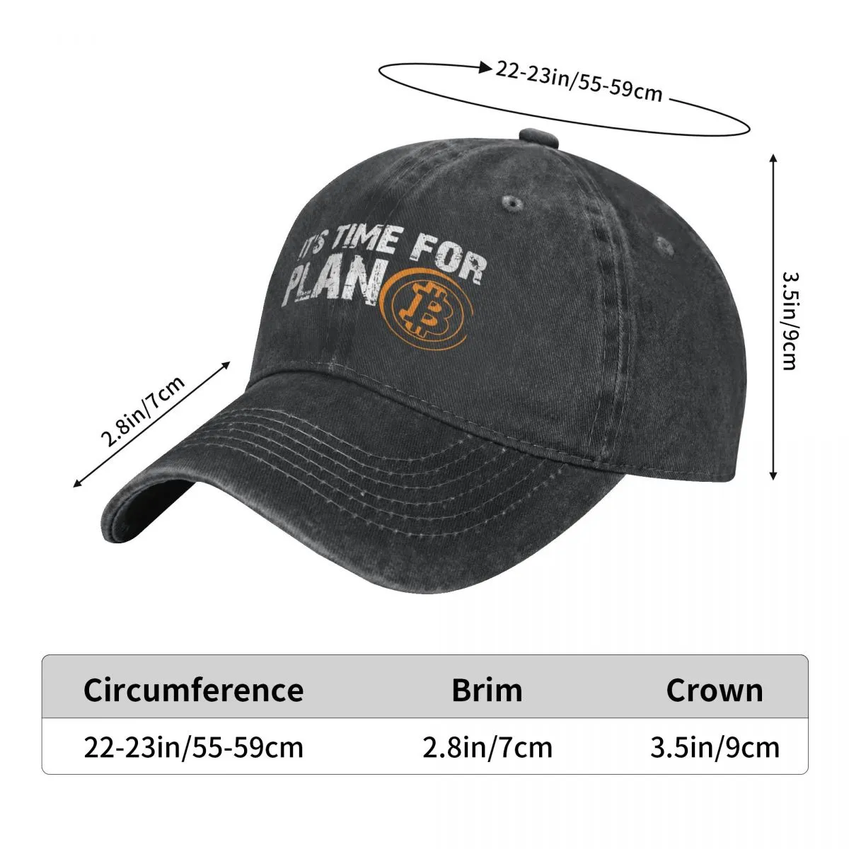 Hip Hop Denim It's Time For Plan B Bitcoin BTC Crypto Currency Baseball Caps Dad Cowboy Hats Blockchain Geek Cap Hats