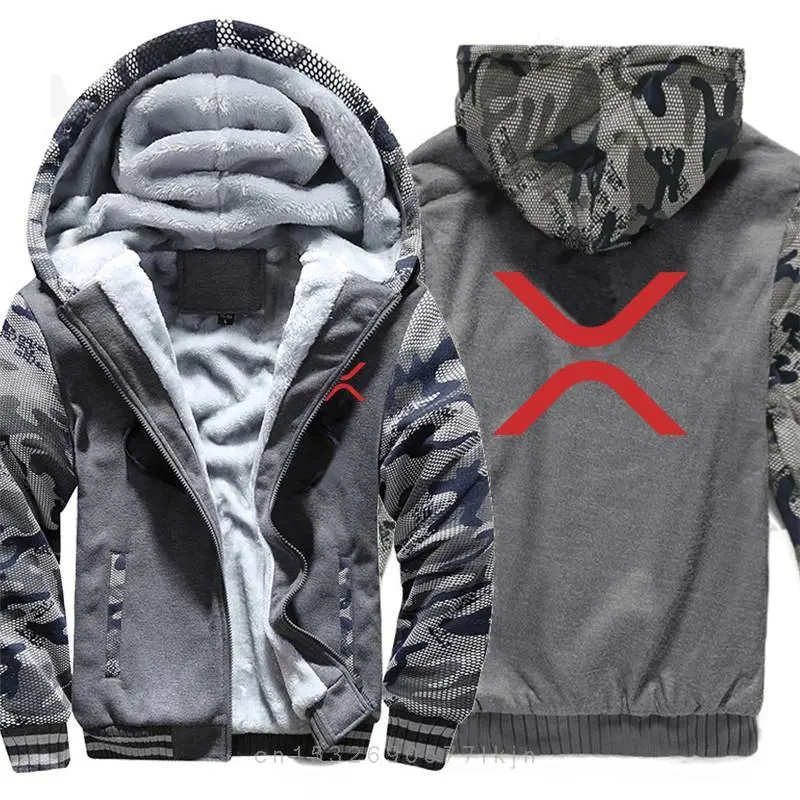 Men Cool Winter Thicken Wool Liner Cryptocurrency Crypto Sweatshirts Pullover XRP (Ripple) Hoodies