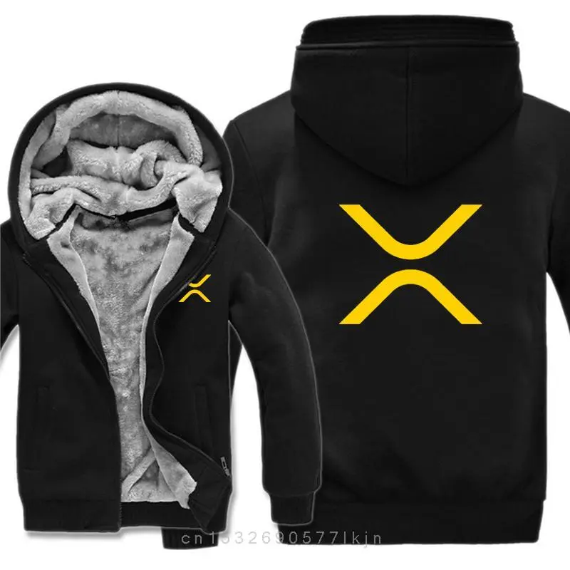 Men Cool Winter Thicken Wool Liner Cryptocurrency Crypto Sweatshirts Pullover XRP (Ripple) Hoodies