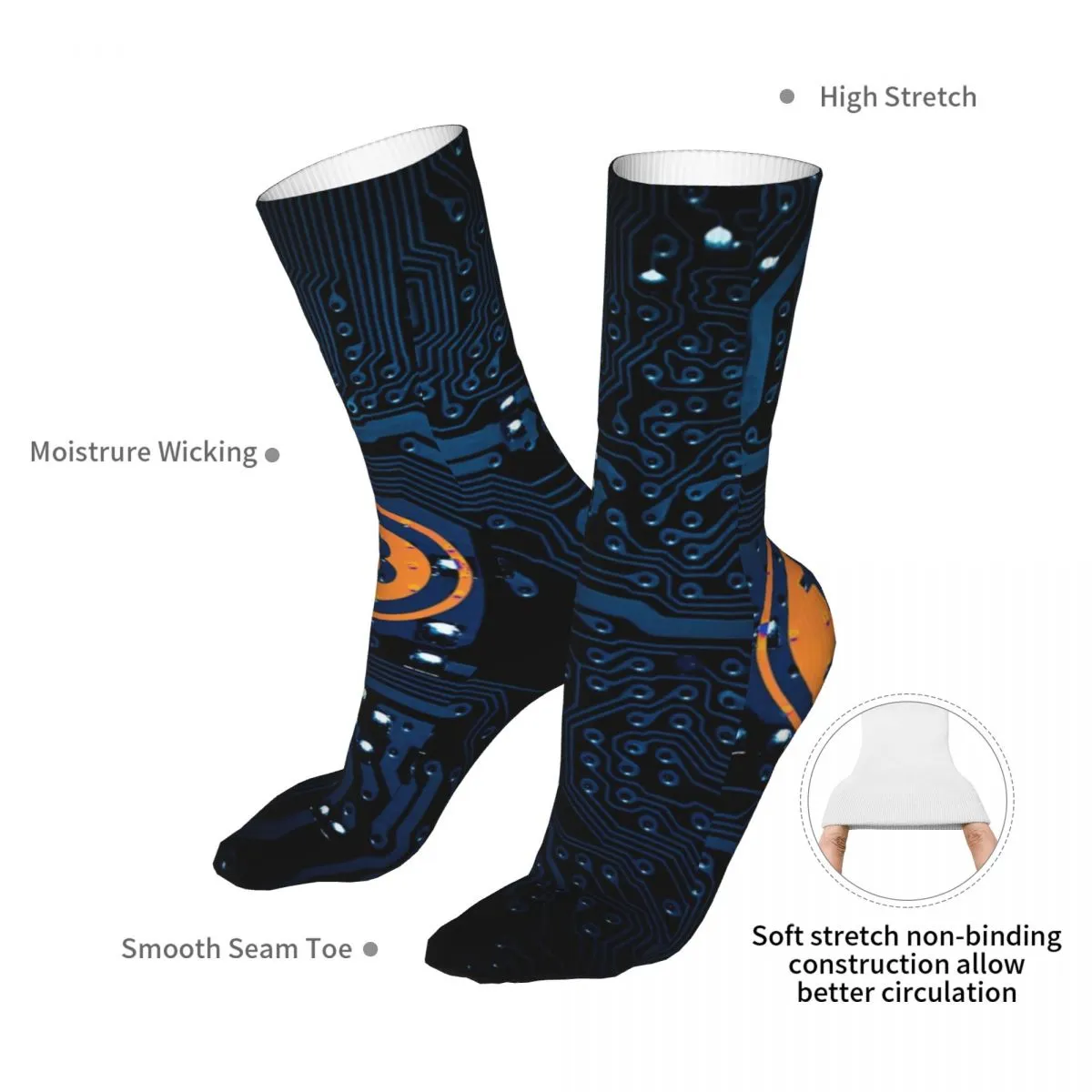 Men Cycling Bitcoin BTC Crypto Coin Socks Cotton Compression Women Socks