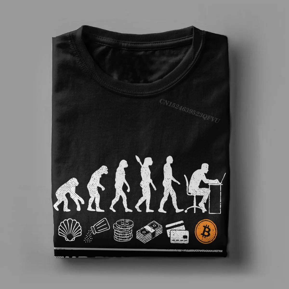 Men Women's Tee Shirt Bitcoin Evolution Of Money BTC Crypto Tee Shirt Cryptocurrency Blockchain Tops T Shirts Manga Graphic