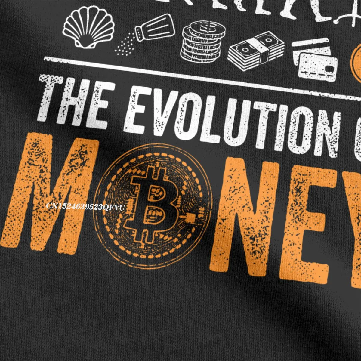Men Women's Tee Shirt Bitcoin Evolution Of Money BTC Crypto Tee Shirt Cryptocurrency Blockchain Tops T Shirts Manga Graphic