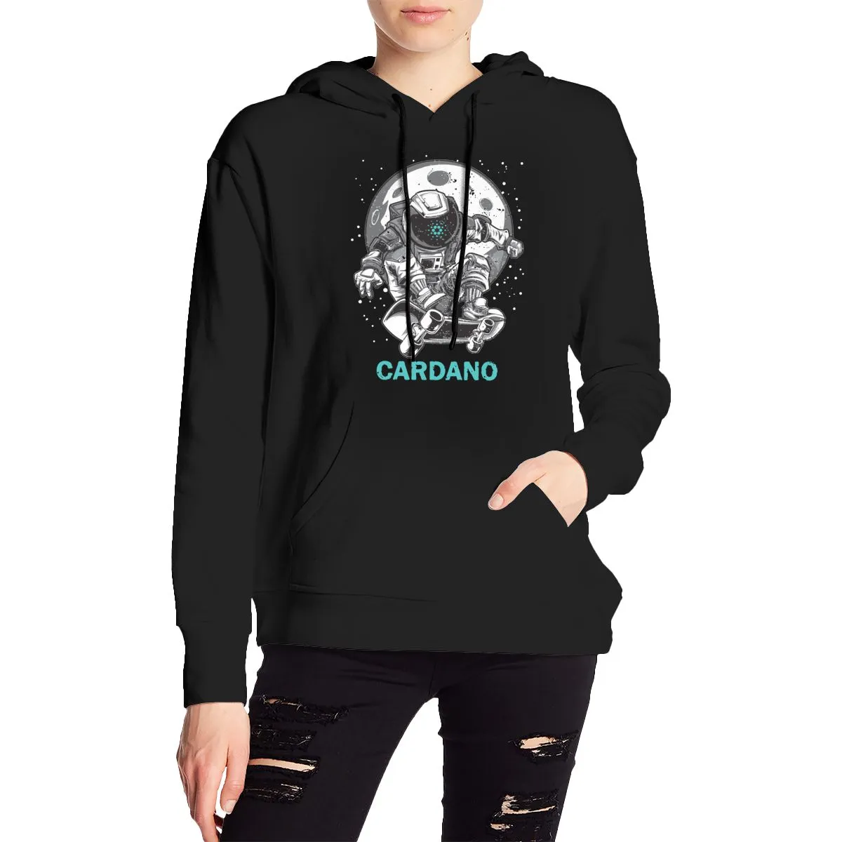 Men's Hooded Sweatshirts Cardano To The Moon Cotton Normal Couple Thin Fleece Sweatshirt Funny Hoodies Hoodie Shirt
