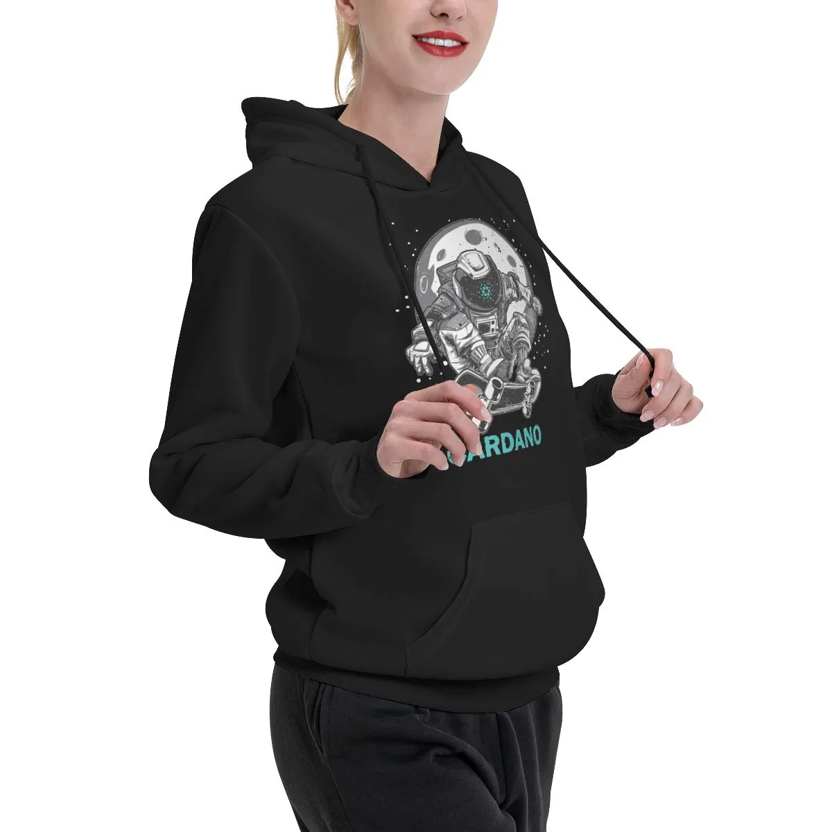 Men's Hooded Sweatshirts Cardano To The Moon Cotton Normal Couple Thin Fleece Sweatshirt Funny Hoodies Hoodie Shirt