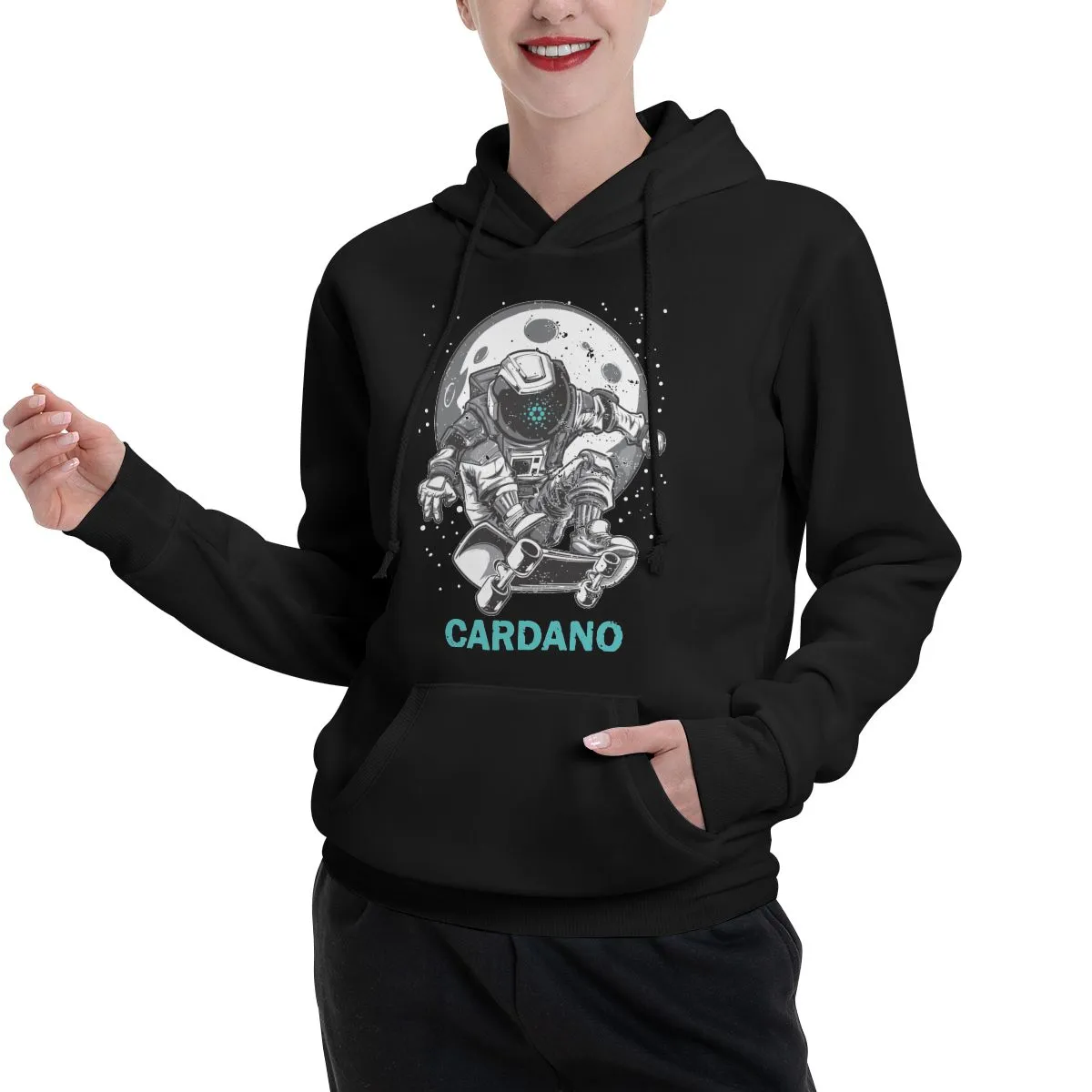 Men's Hooded Sweatshirts Cardano To The Moon Cotton Normal Couple Thin Fleece Sweatshirt Funny Hoodies Hoodie Shirt
