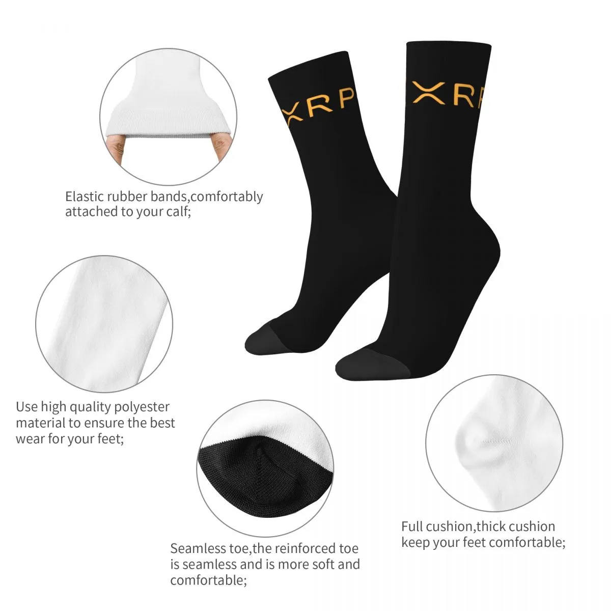 New Men's Socks Casual Xrp Ripple Side By Side Bitcoin Crypto Sock Polyester Crypto Women Socks Spring Summer Autumn Winter