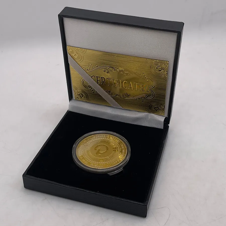 Polkadot COIN with keyring Gold Plated Crypto Coin Keychain BlockChain Innovation Collectible Creative Gift