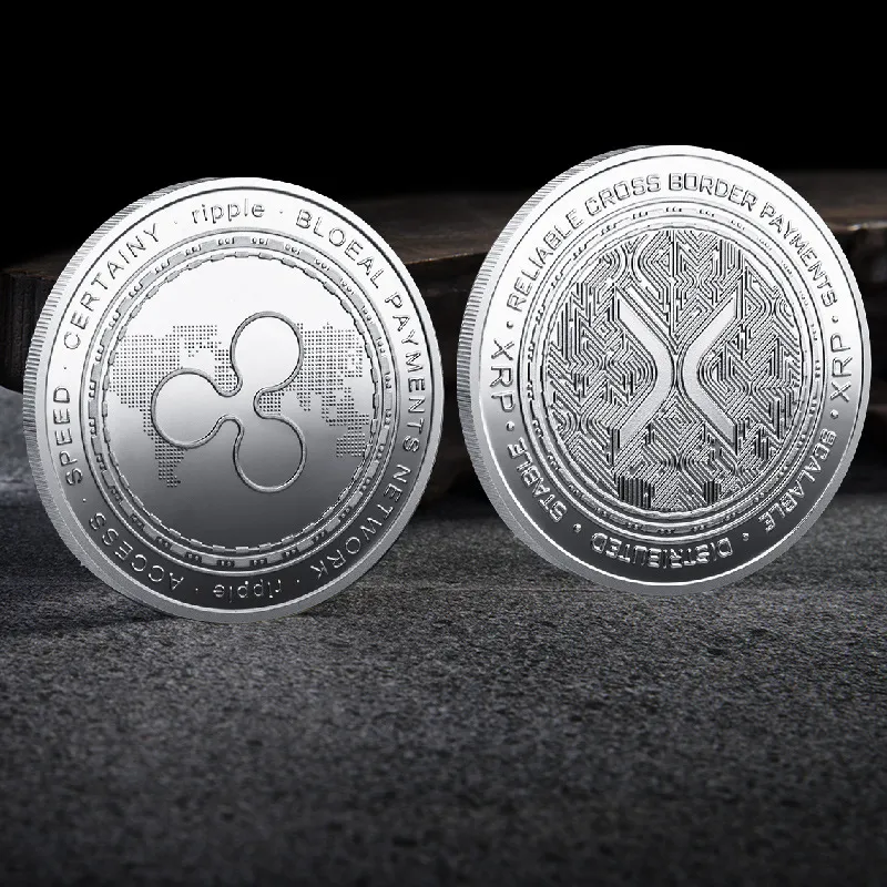 Ripple Coin XRP Coin Gold Silver Plated Crypto Ripple XRP Coin with Plastic Case Commemorative Coin Art Collection Souvenir Gift