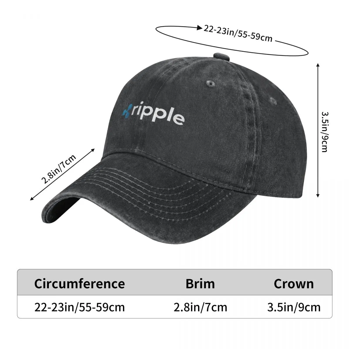 Ripple XRP Crypto Cryptocurrency Baseball Caps Distressed Denim Washed Block Chain Money Snapback Hat Activities Caps Hat