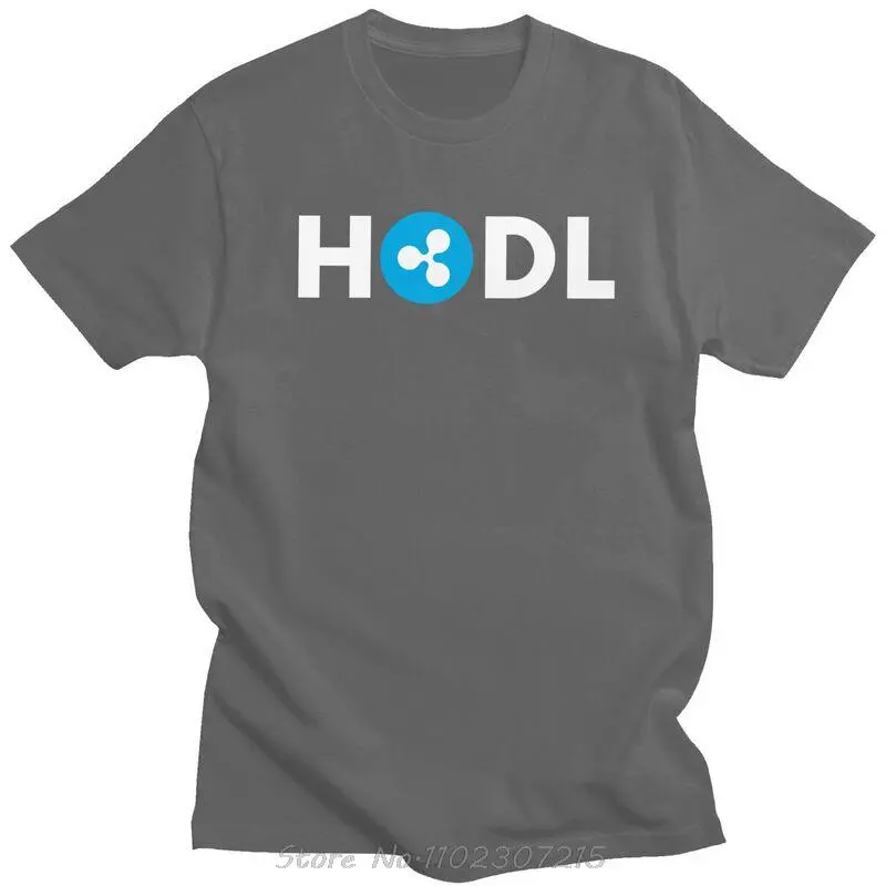 Ripple XRP HODL Crypto To The Moon T Shirt Men Pure Cotton Tshirt Graphic Tee Tops Short Sleeved Bitcoin T-shirt Clothing Gift