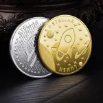 Stellar Coin XLM Coin Stellar Lumens Coin Gold Silver Plated Physical Metal Crypto XLM Coin with Plastic Case Commemorative Coin