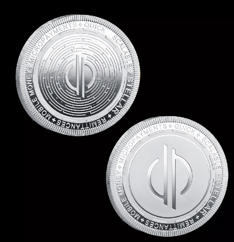 Stellar Coin XLM Coin Stellar Lumens Coin Gold Silver Plated Physical Metal Crypto XLM Coin with Plastic Case Commemorative Coin