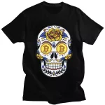 Streetwear Mens Bitcoin Crypto T Shirts Short-Sleeve Cotton Tshirt Printed Btc T-shirt Cryptocurrency Skull Tees Tops Clothes