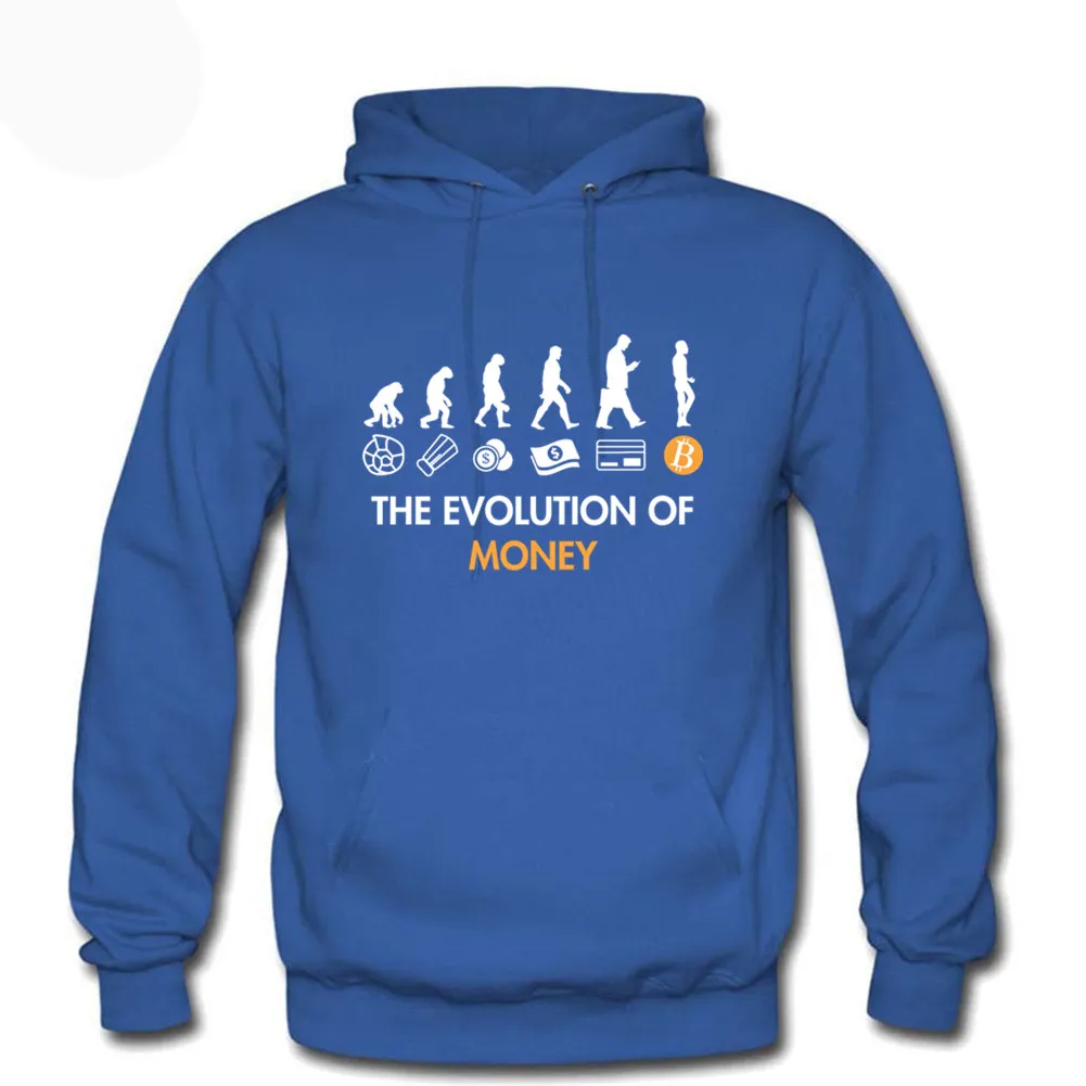 The Evolution Of Money Bitcoin Btc Crypto Cryptocurrency Blockchain Hoodies Men's Autumn Warm Fleece Hoodie Sweatshirt Hoody 2XL