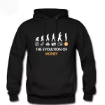 The Evolution Of Money Bitcoin Btc Crypto Cryptocurrency Blockchain Hoodies Men’s Autumn Warm Fleece Hoodie Sweatshirt Hoody 2XL